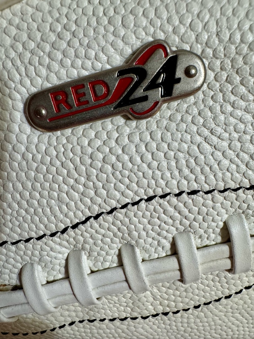 White Leather Football-Style Handbag Shoulder Bag - Customize for Your Team - Picture 2 of 9